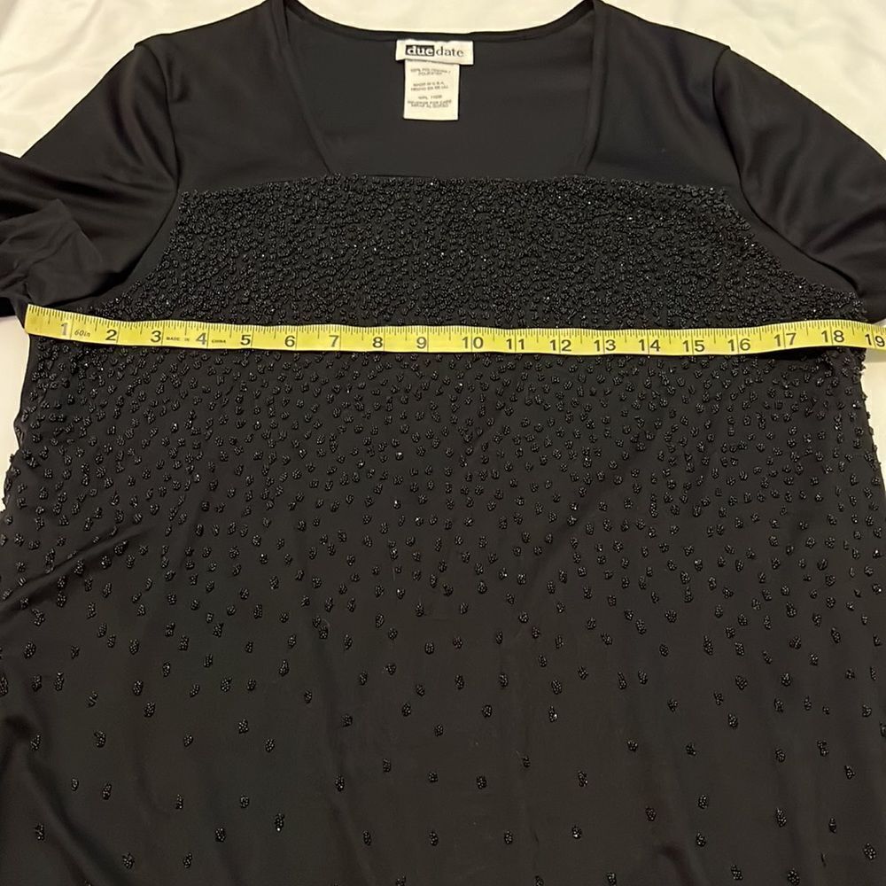 due date Maternity Black Beaded Short Sleeve Dress Size Medium - Picture 4 of 6